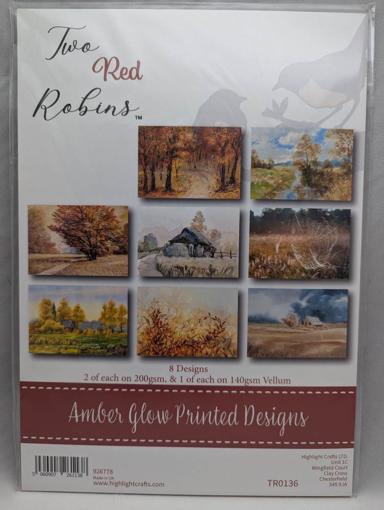 Two Red Robins Paper Pack – 24 sheets – Printed Designs – Nature Outdoor Scenes