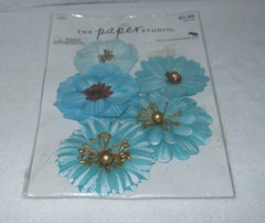 The Paper Studio – Floral Embellishments – Teal – Large Size – Includes 5 Pieces