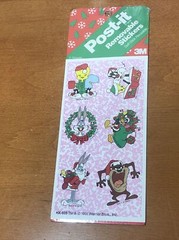 VTG 1991 Warner 3M Looney Tunes Post It Removable Stickers Christmas 2 Sheet NOS