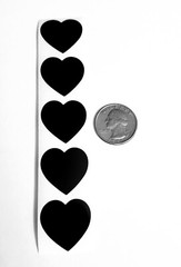 20 HEART STICKERS/BLACK HEART ENVELOPE SEALS LABELS/HEART SHAPED STICKERS