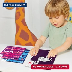 2PCS Sticker Paint by Number Books for Kids Animal & Ocean Activity Set