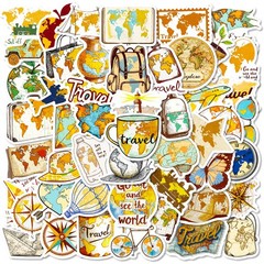 50PCS Travel Maps, Graffiti Stickers, Various Cartoons Creative Handbooks Skateb