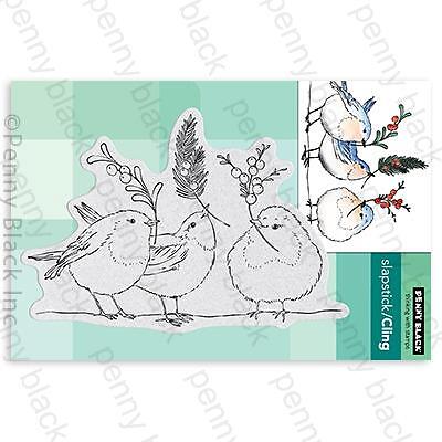 New Penny Black Rubber Stamp FEATHERED BIRDS Winter Christmas