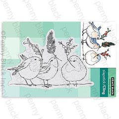 New Penny Black Rubber Stamp FEATHERED BIRDS Winter Christmas