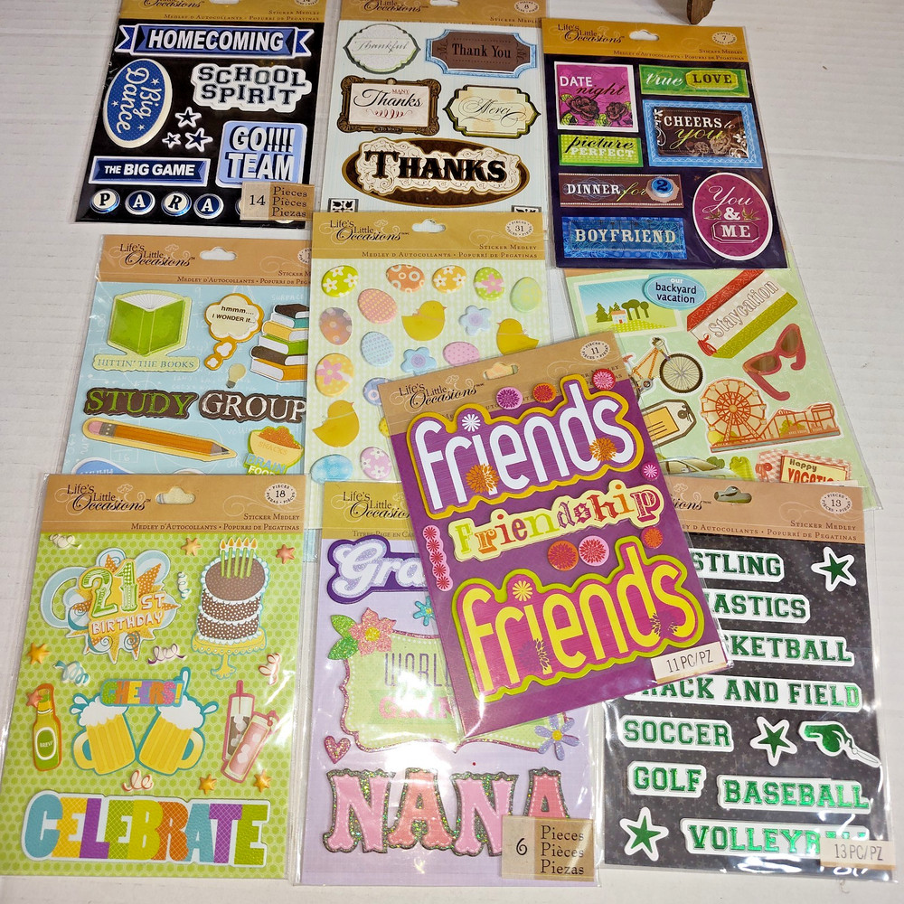 Life’s Little Occasions Stickers School Sports Party Friends Lot of 10 – New