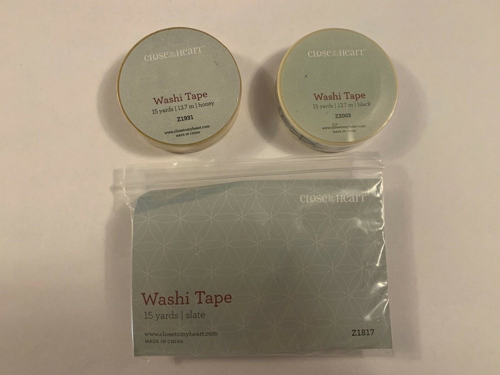 CTMH – Lot Of 3 Washi Tape (Slate Z1817, Honey Z1931, Black Z2003) *NOS*