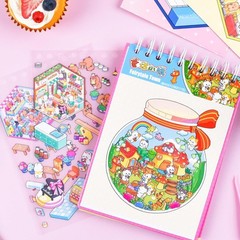 20 Sets 3D Sticker Scene, Miniature House Book for Sticker Therapy, Cute Cartoon
