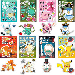 24Sheets Make a Face Cartoon Pokemen Sticker,Make Your Own Mixed & Matched with
