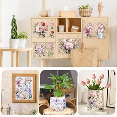 Rub on Transfers for Furniture Crafts Stickers – 6 Sheets Vintage Floral Rub on