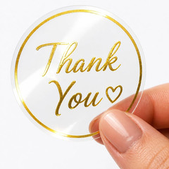 500 Pcs Thank You Stickers – 1.5 Inch Pink round Labels with Purple Foil Script