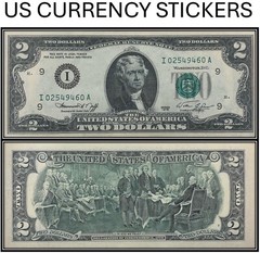$2 Two Dollar 1976 Federal Reserve Note (US CURRENCY STICKERS)