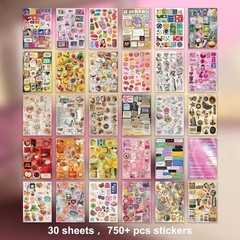 Vintage Scrapbook Sticker Book – 30 Sheets Glossy, Matte, Textured Retro Ephemer