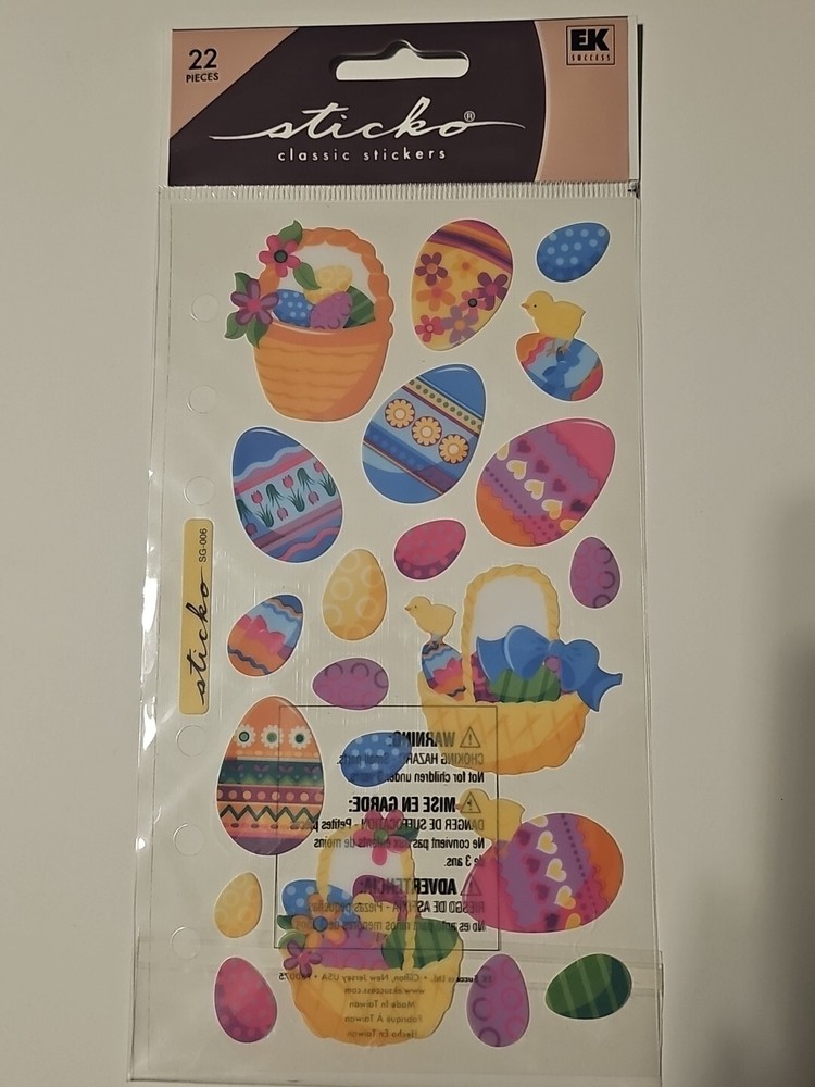 Vintage Sticko flat stickers SPRING SEASONAL EASTER EGGS