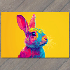 STICKER Bunny Rabbit Easter Color Explosion Whimsical Bright Pop Art Neon Fun