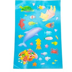 Vintage Hallmark Sticker Sheet Sea Creatures Cat Dolphin Cute Happy Fish Turtle