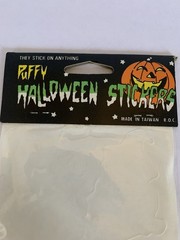 Vtg Halloween Puffy Stickers Taiwan Lot of 3 Owl Pumpkin Ghost Skeleton NOS