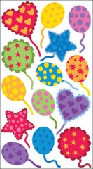 Sticko Festive Patterned Balloons Stickers 14 Pc Heart Circle Star Oval