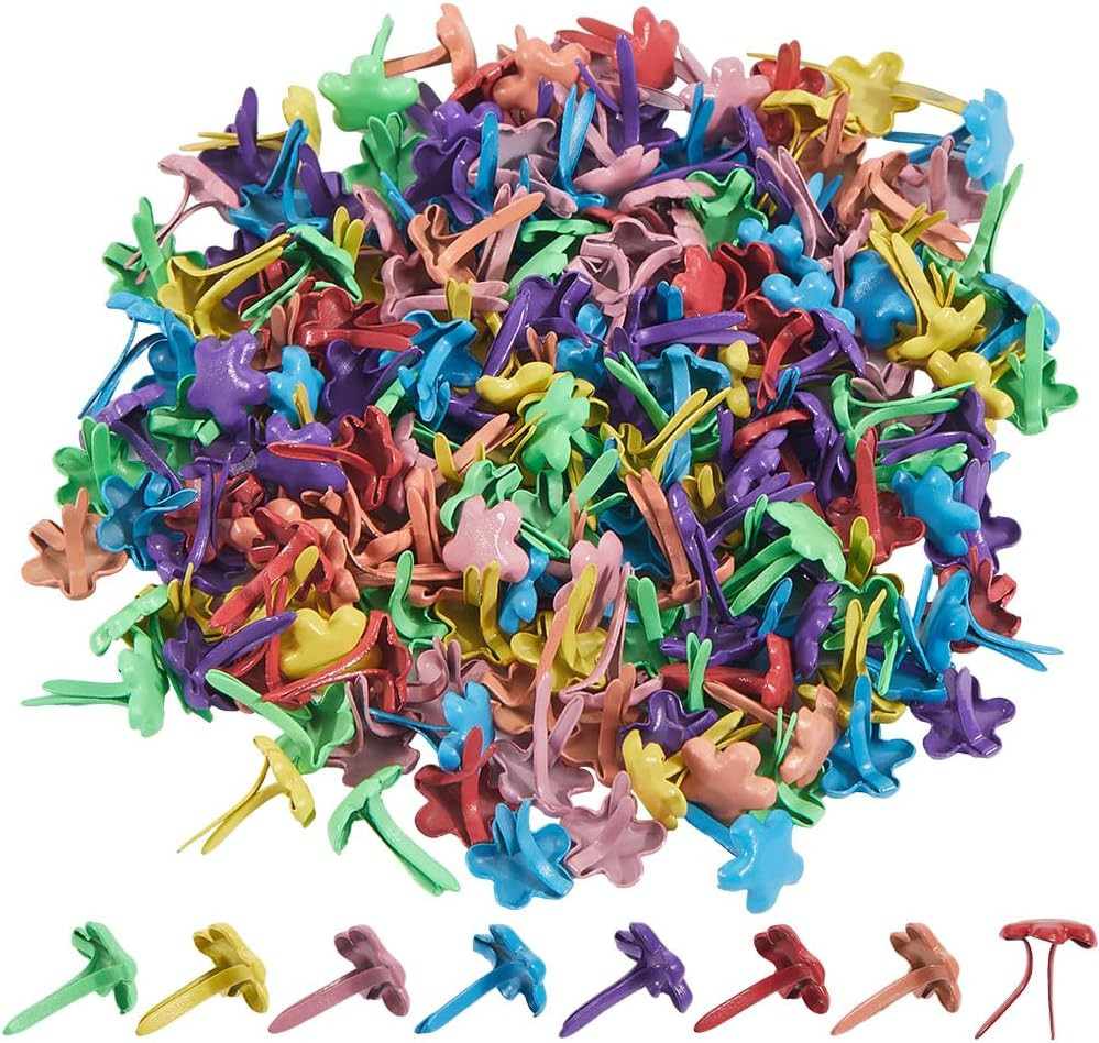 1 Box 200Pcs Flower Paper Fasteners Split Pins Mini Multicolor Iron Metal Scrapb