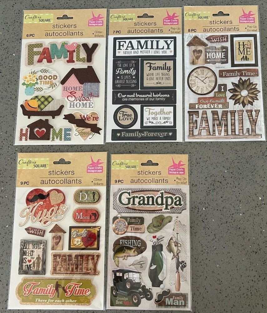 Crafters Square Pop Up «Family» Stickers New 6 – 9 Piece Accents Sealed Package