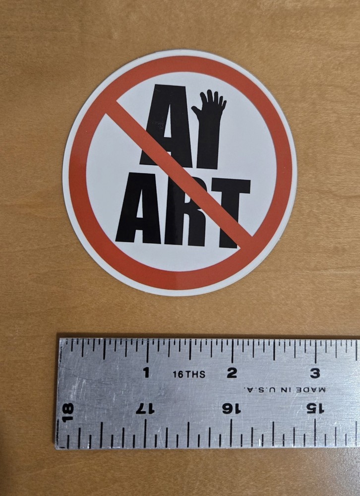 No AI Art 6 Fingered 3×3 Inch Vinyl Die Cut Glossy Sticker