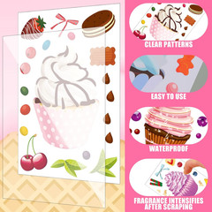 48 Sheets Scented Cupcake Stickers Scratch and Sniff for DIY Baking Favors