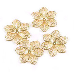 CraftbuddyUS 10pc 43mm Gold Filigree Metal Embelishmnt Flower WeddingCraft