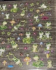 Stickers SK Cute Spotted Frogs Leaping Spots Lily Pads Mushrooms Butterflies