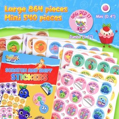 Smelly Stickers Scratch and Sniff, 864 Pieces 36 Sheets Food and Fruit Scente…