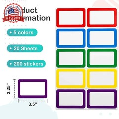 L LIKED 200 Stickers – 3.5″ x 2.25″ Colors Plain Name Tags Stickers with Perfora