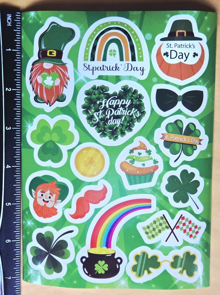 St Patrick’s Day Sticker Single Sheet (5×7″). Vinyl/ Waterproof.