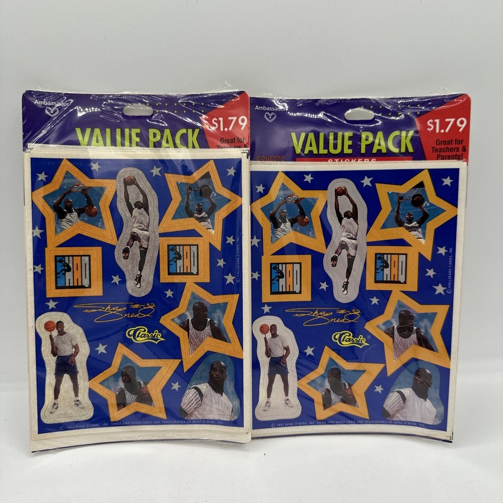 2 SEALED 1993 Vintage Hallmark Shaq O’Neil Stickers 144 Total Party 90s