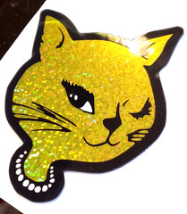 WINKING CATS 15 VENDING STICKERS *CHOOSE ONE* GLITTER VINYL ICONIC RETRO