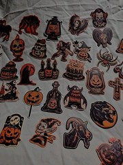 Halloween Stickers Vintage Style Orange Cream Black Pumpkin Witches 35+