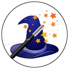 30 WIZARD HAT ENVELOPE SEALS LABELS STICKERS PARTY FAVORS 1.5″