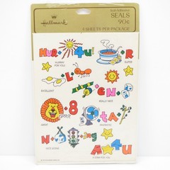 Vintage 1979 Hallmark Seals Stickers Sealed Pack – Picture Words Positive Praise