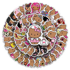 50 BLACK HELLO KITTY Stickers, For-Toybox, Phone, Water Bottle, Laptop, Locker