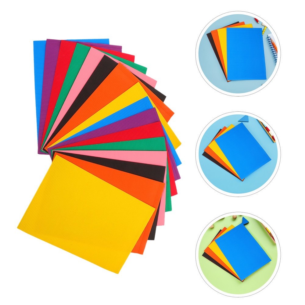 40 Pcs Color Corrugated Paper Construction Multi Coloured Colored Cardboard
