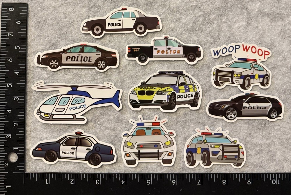Lot of 10 Assorted Police Car Stickers