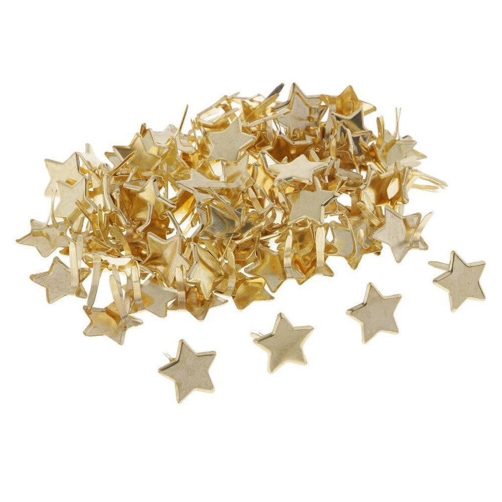 100 Paper Fastener Decorative For Kids Craft Gold 14mm