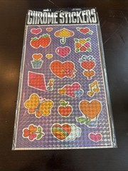 Vintage 1983 Mark 1 Chicago Chrome Sticker Sheet NOS CS14 Hearts Apples Flowers