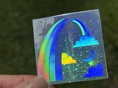 Vintage RAINBOW Hologram Holographic Sticker Decal MYLAR FOIL