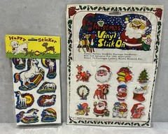 Vintage 1970s 1980s Sticker Lot Smurfs Care Bears Unicorns Hallmark Puffy