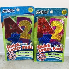 Art Skills HOLOGRAPHIC LETTERS & NUMBERS Poster Board Craft Set 216 Pieces Ea