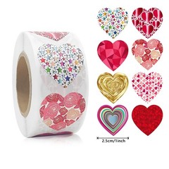 Red Heart Valentine Stickers – 1 Inch Self-Adhesive Love Labels for Gifts ETC