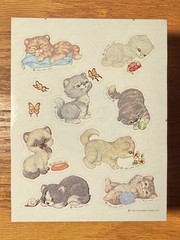 1983 UNUSED Rare Vintage Hallmark Fuzzy Kitten Sticker Sheet Butterfly Flowers