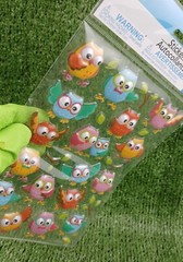 Mini Kids Puffy Colorful Owl Stickers Branches Owls Animals Birds 28pc Pink 3+