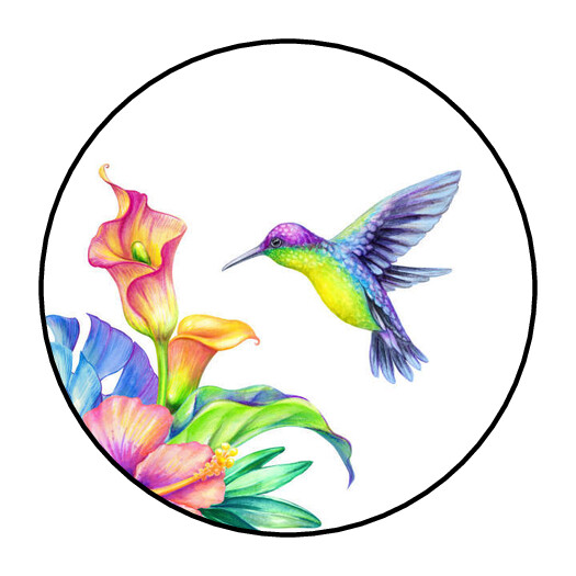 30 1.5″ HUMMINGBIRD FAVOR LABELS ROUND STICKERS ENVELOPE SEALS