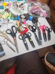 Huge Assorted Craft Sewing Lot Buttons Zippers Scissors Embellishments Supplies