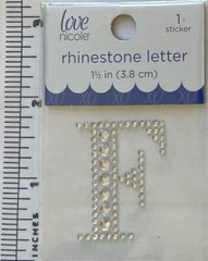 Letter F Rhinestone Sticker 1.5″ Clear Silver Glitter Scrapbook Monogram Bling