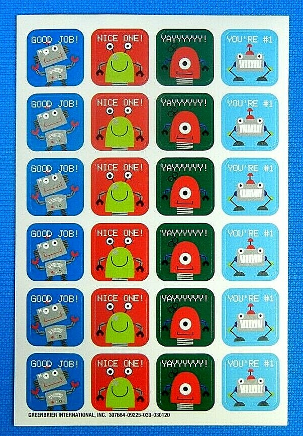 Robot Encouragement Squares Sticker Sheet